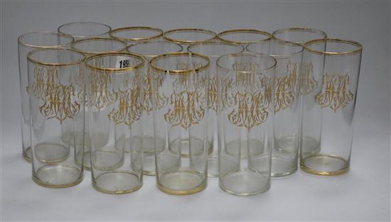 Bohemian gilt monogrammed beakers